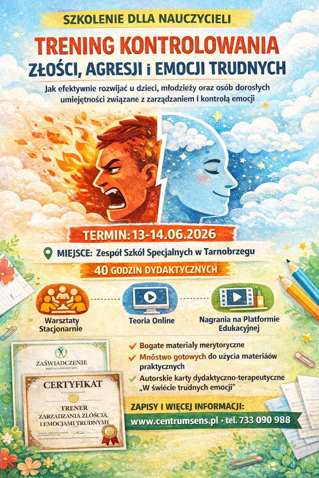 Tarnobrzeg. Szkolenie Trening Kontrolowania Złości, Agresji i Emocji Trudnych. 13-14.06.2026